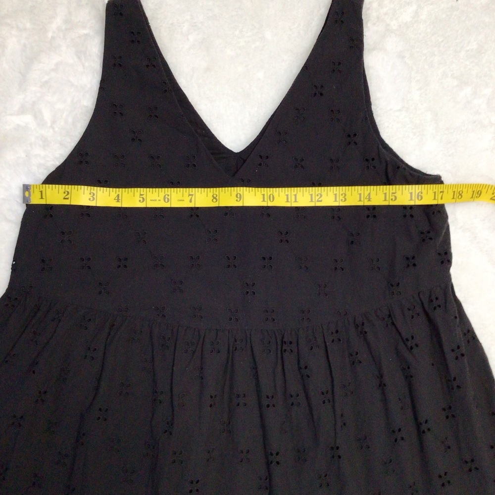 LOFT Black Eyelet Sleeveless Tiered Swing Dress XS - Picture 7 of 11